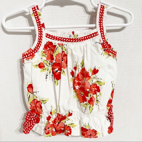 Janie and Jack Camellia Fully Lined 100% Cotton Floral Pattern Sleeveless Blouse - Picture 2 of 12